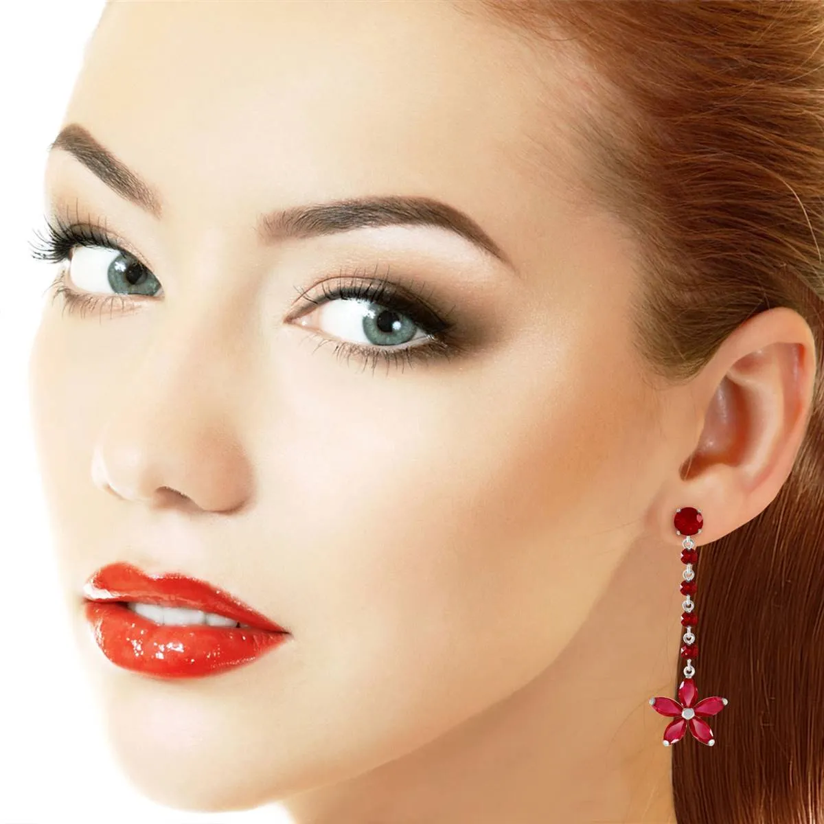 4.8 Carat 14K Solid White Gold Chandelier Earrings Ruby