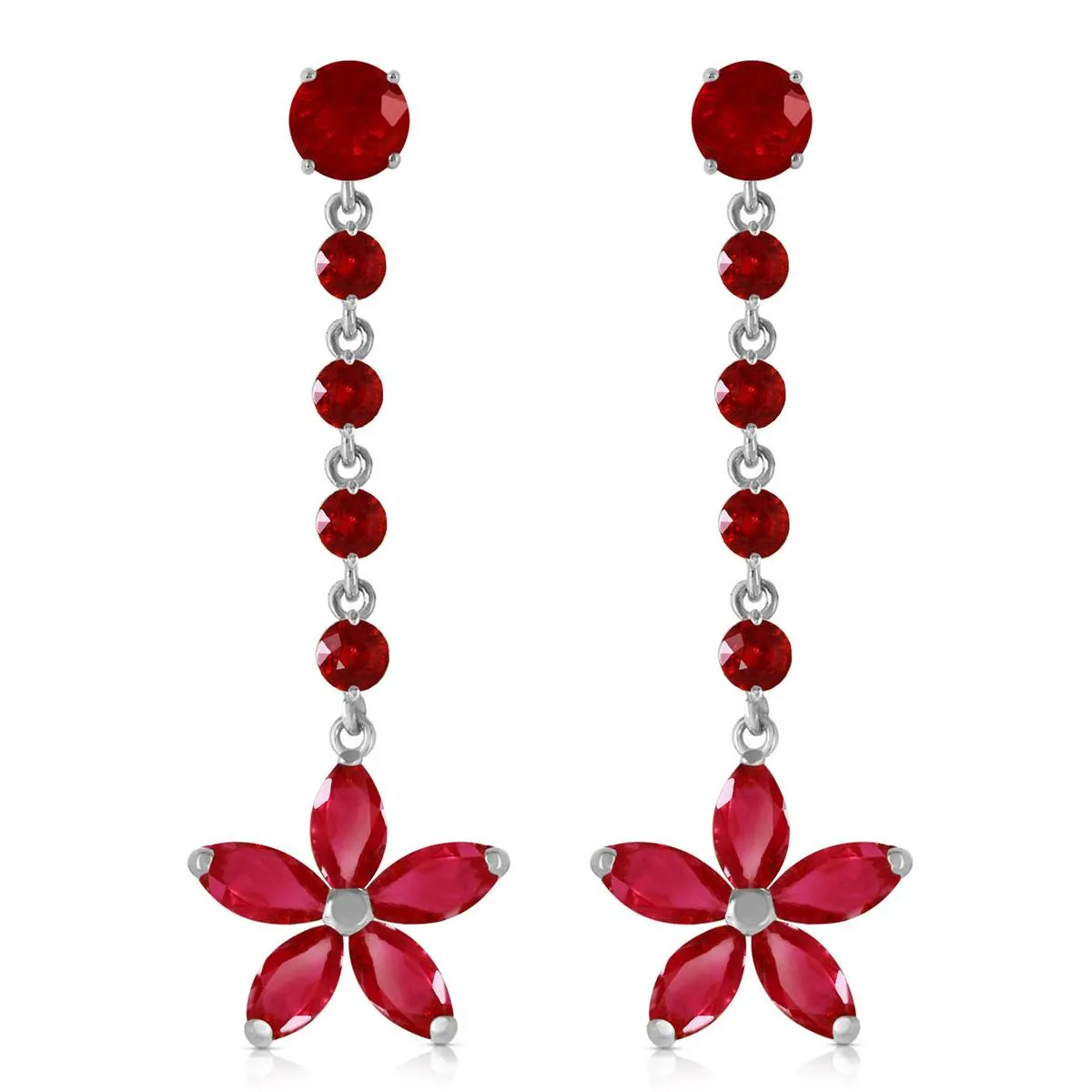 4.8 Carat 14K Solid White Gold Chandelier Earrings Ruby