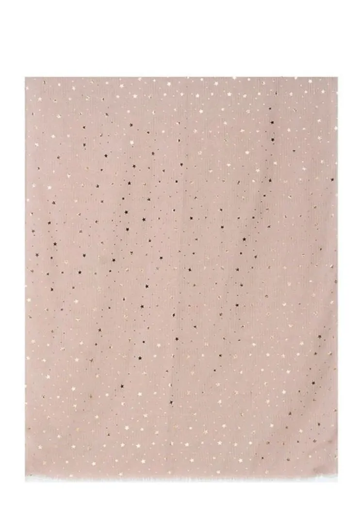 Dusky Pink & Rose Gold Star Print Scarf