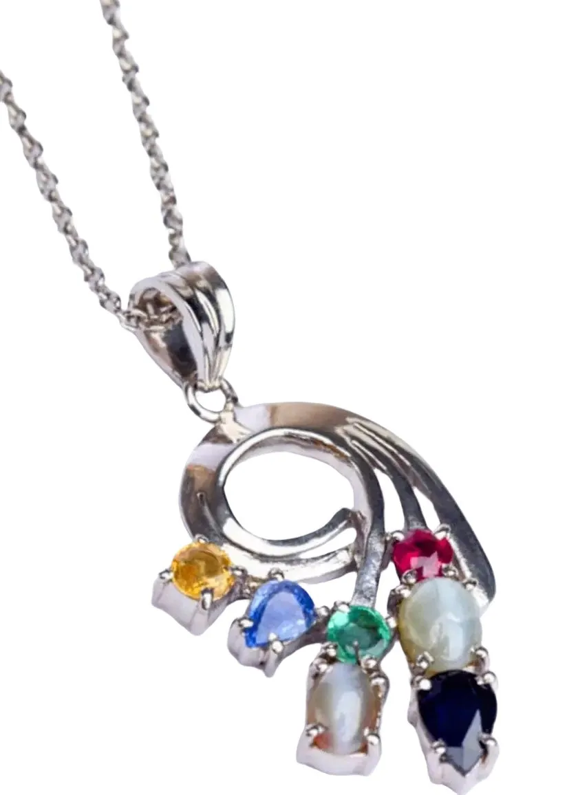 Natural Sapphire Ruby Emerald Catseyes Multi-gem Pendant