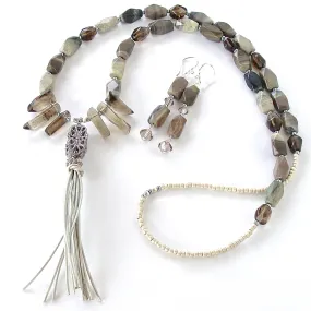 Palomino: Jasper Necklace with White Tassel