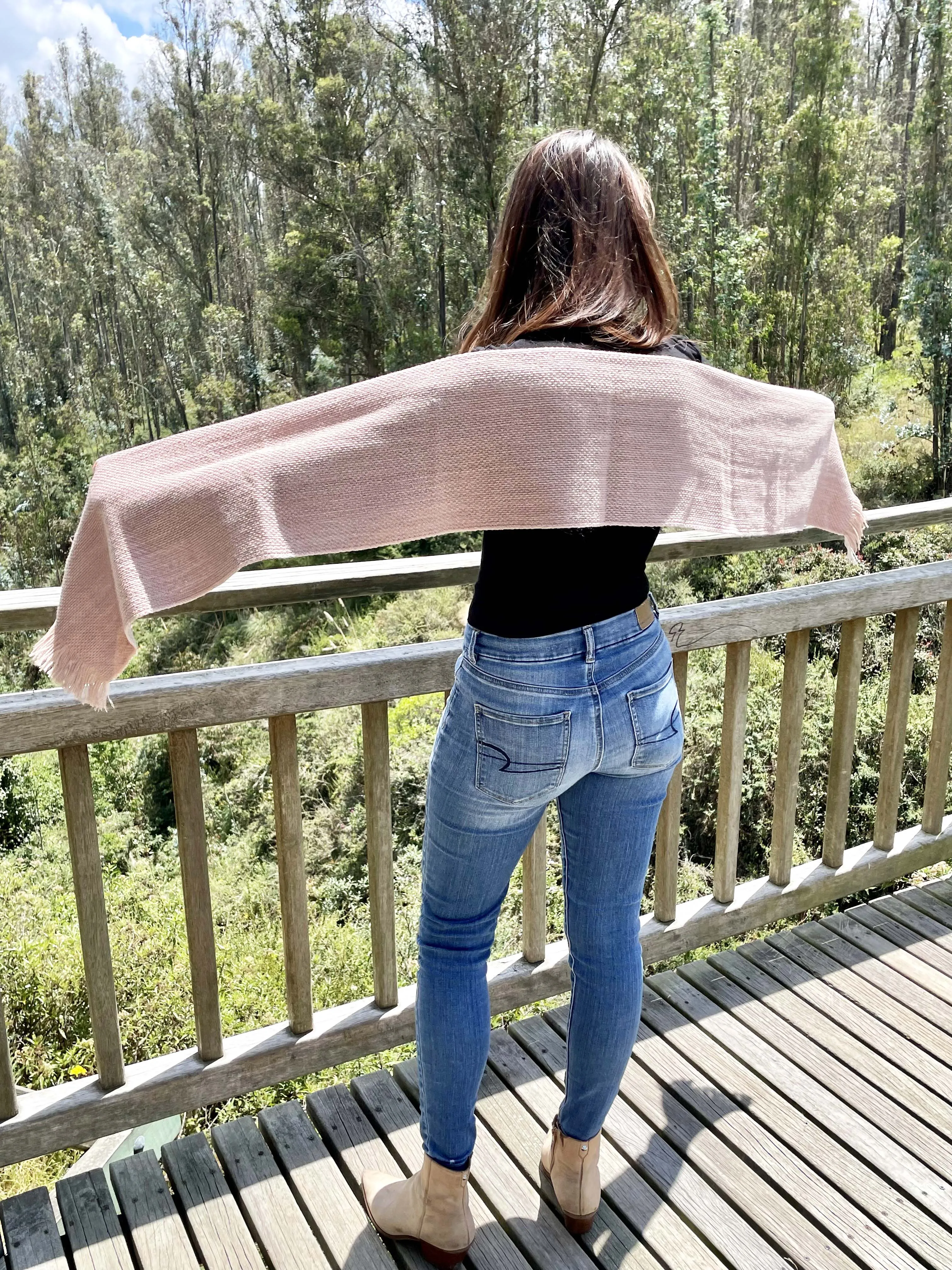 Pretty Knitted Pink Wool Scarf Ecuador Wool Fashion
