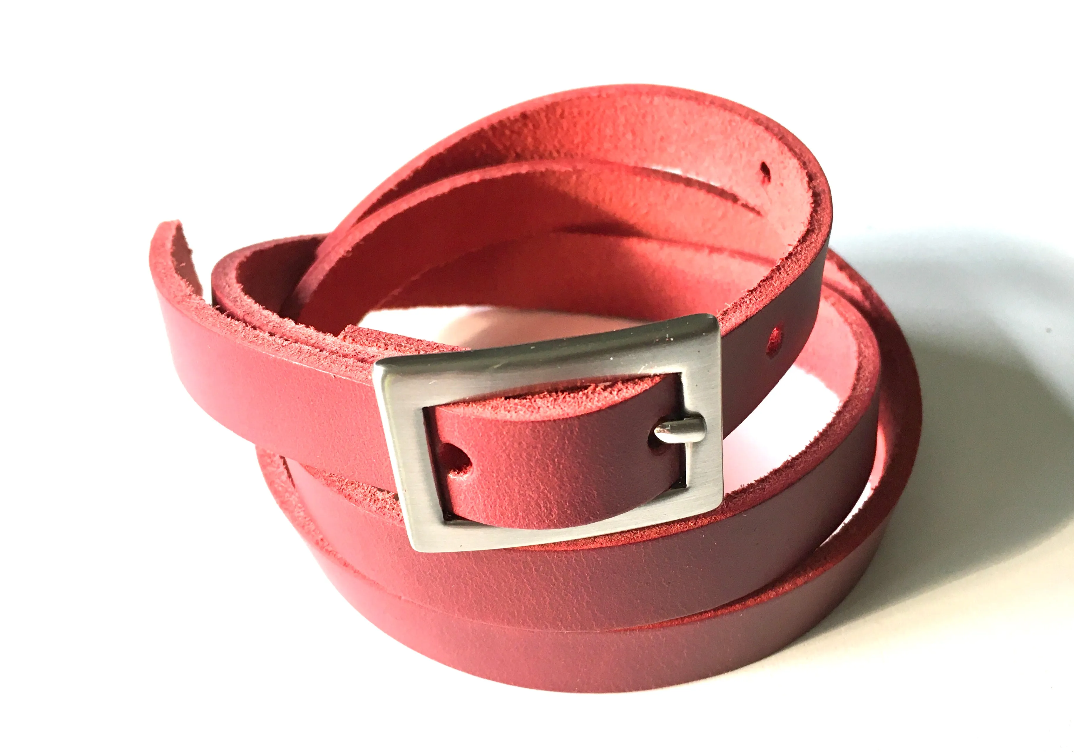 Red Horween Leather Belt Women's Belt 3/4 inch wide, available in different sizes