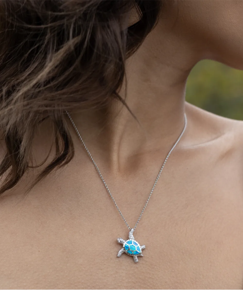Turquoise Turtle Necklace with Pendant 925 Sterling Silver w/ Certificate of Authenticity