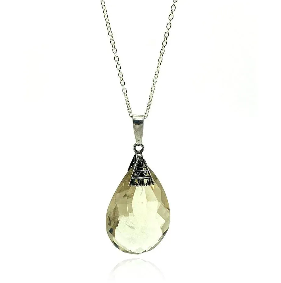 Vintage 1920s Art Deco Citrine Silver Necklace