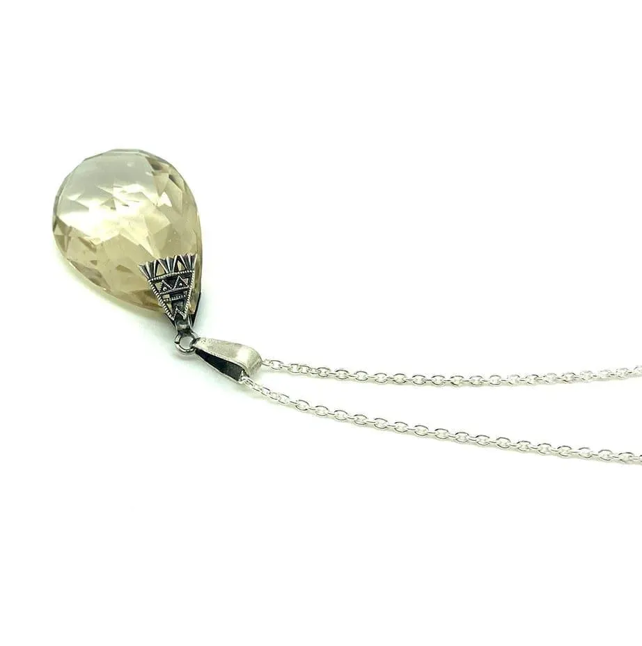 Vintage 1920s Art Deco Citrine Silver Necklace