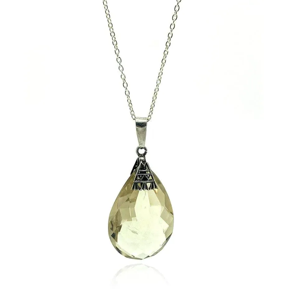 Vintage 1920s Art Deco Citrine Silver Necklace